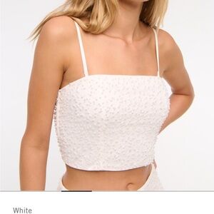 Abercrombie White Beaded Crop Top